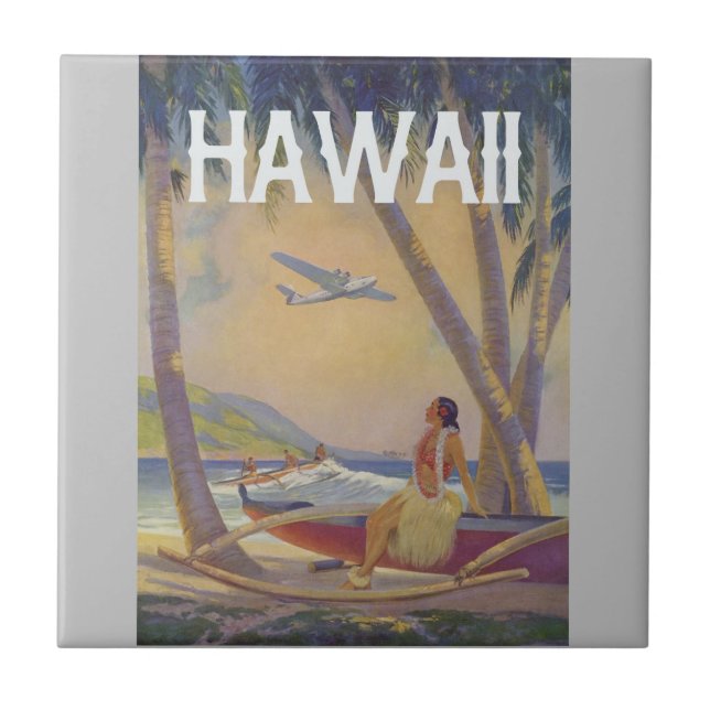 Vintage Hawaiian Travel - Hawaii Hula Dancer !   Tile (Front)