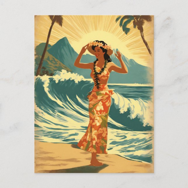 Vintage Hawaiian Travel Honolulu Mid-Pacific Holiday Postcard (Front)