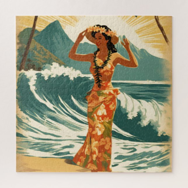 Vintage Hawaiian Travel Honolulu Mid-Pacific  Jigsaw Puzzle (Vertical)