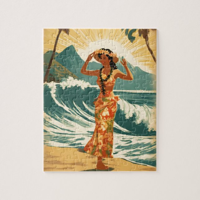 Vintage Hawaiian Travel Honolulu Mid-Pacific  Jigsaw Puzzle (Vertical)