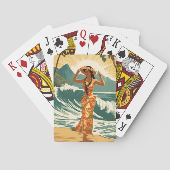 Vintage Hawaiian Travel Honolulu Mid-Pacific  Playing Cards (Back)