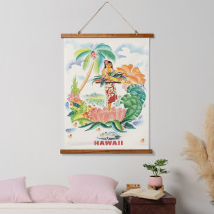 Vintage hawaiian Travel Poster Wall Hanging Tapestry