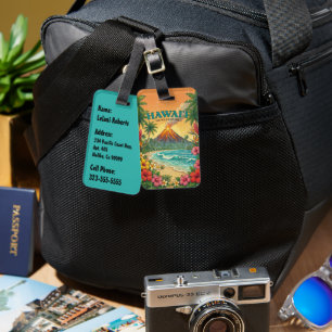 Vintage Hawaiian Travel Posters - Hawaii Island Luggage Tag