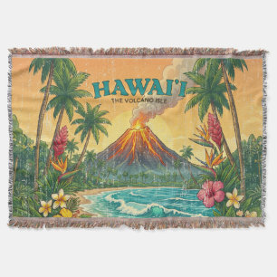 Vintage Hawaiian Travel Posters - Hawaii Island Throw Blanket