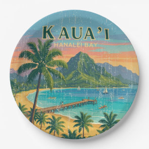 Vintage Hawaiian Travel Posters - Kauai Paper Plate