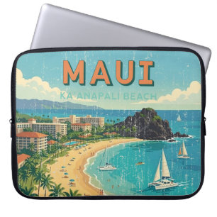 Vintage Hawaiian Travel Posters - Maui Wetsuit Laptop Sleeve