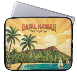 Vintage Hawaiian Travel Posters - Oahu Wetsuit Laptop Sleeve