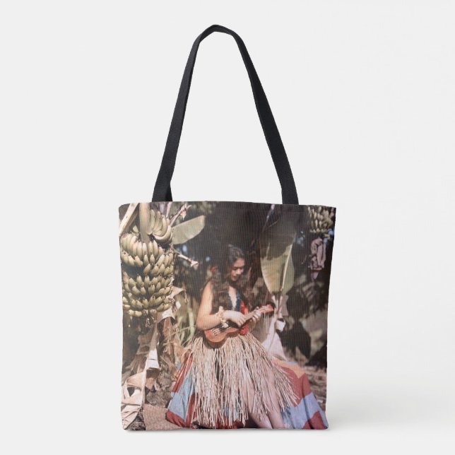 Vintage Hawaiian Wahine Hula Girl Tote Bag (Back)
