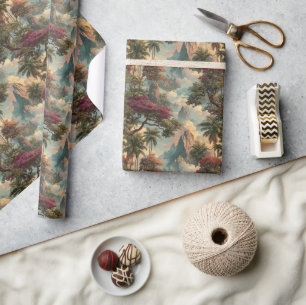 Vintage Hawaiian Watercolor Landscape with Misty M Wrapping Paper