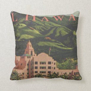 Vintage hawaiii Art Deco travel Cushion