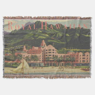 Vintage hawaiii Art Deco travel Throw Blanket