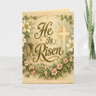 Vintage He Is Risen Customised Easter Card