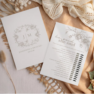 Vintage He Said She Said Bridal Shower Game