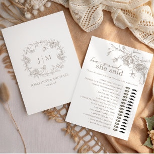 Vintage He Said She Said Bridal Shower Game