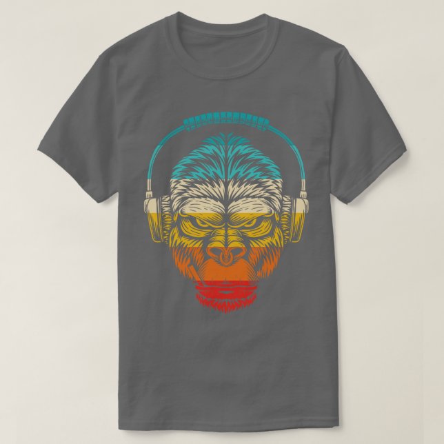Vintage Headphones Monkey T-Shirt (Design Front)