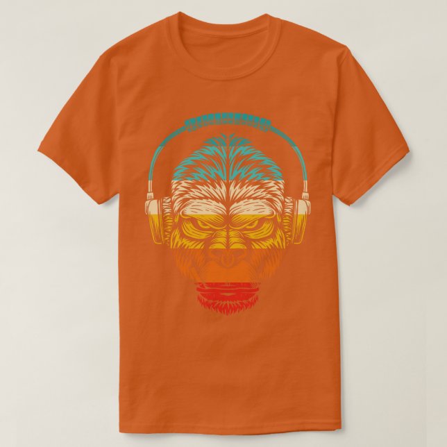 Vintage Headphones Monkey T-Shirt (Design Front)