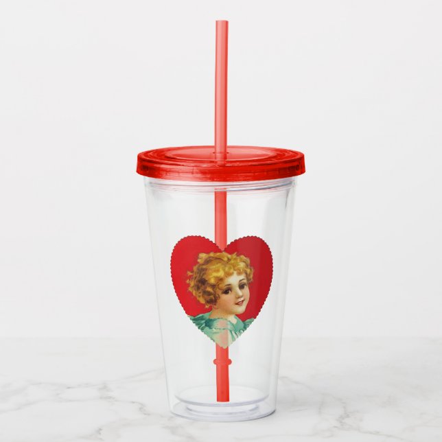 Vintage Heart Acrylic Tumbler (Front)