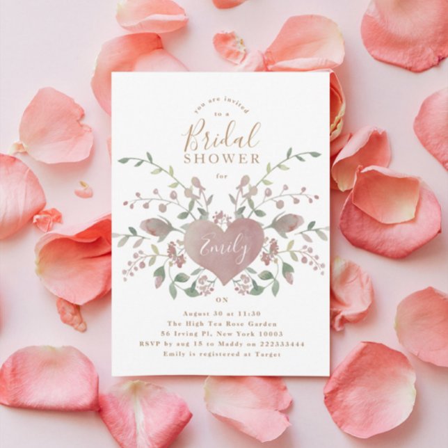 Vintage Heart and Flowers Bridal Shower Invitation (Creator Uploaded)