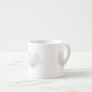 Vintage Heart and Roses Ecru Espresso Cup