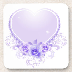 Vintage Heart and Roses Lavender Coaster