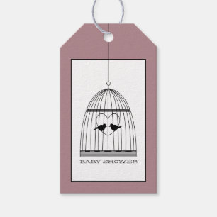 Vintage Heart Birdcage Baby Shower Gift Tags