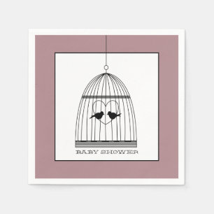 Vintage Heart Birdcage Baby Shower Napkin
