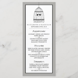 Vintage Heart Birdcage Wedding Menu