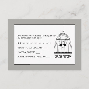 Vintage Heart Birdcage Wedding RSVP
