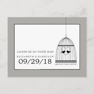 Vintage Heart Birdcage Wedding Save The Date Announcement Postcard