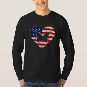 Vintage Heart Butterfly Animal Retro Us American F T-Shirt