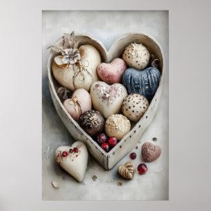 Vintage Heart Chocolate Box Print, Valentine's Day Poster
