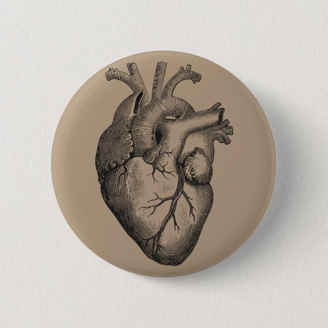 Vintage Heart Illustration 6 Cm Round Badge (Front)