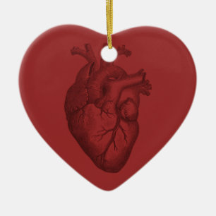 Vintage Heart Illustration Ceramic Tree Decoration
