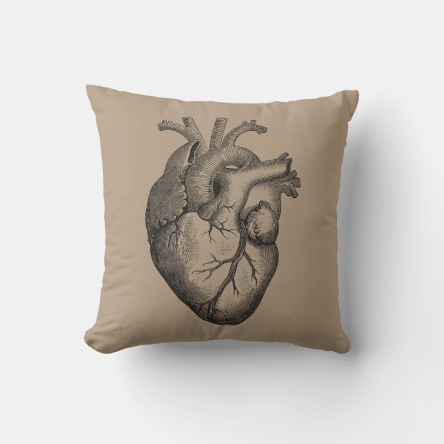Vintage Heart Illustration Cushion (Front)