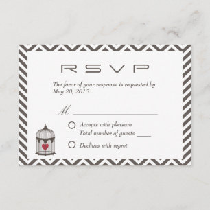 Vintage Heart in Bird Cage Chevron Wedding RSVP