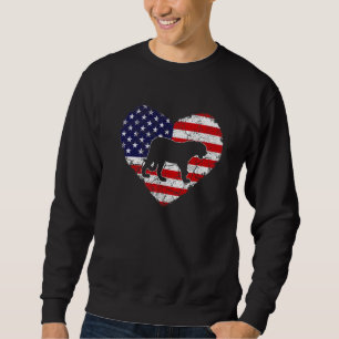 Vintage Heart Jaguar Animal Retro Us American Flag Sweatshirt