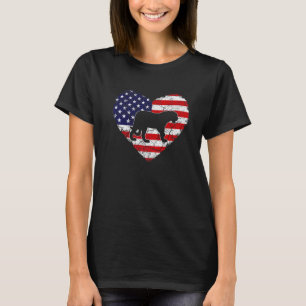 Vintage Heart Jaguar Animal Retro Us American Flag T-Shirt