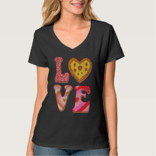 Vintage Heart Love Pizza Food Lover Groovy Valenti T-Shirt