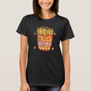 Vintage Heart Love Potato Fries Lover Groovy Valen T-Shirt