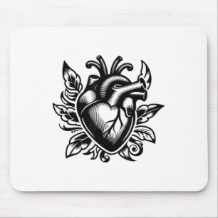 Vintage Heart Old-school Love Tattoo Style Valenti Mouse Pad