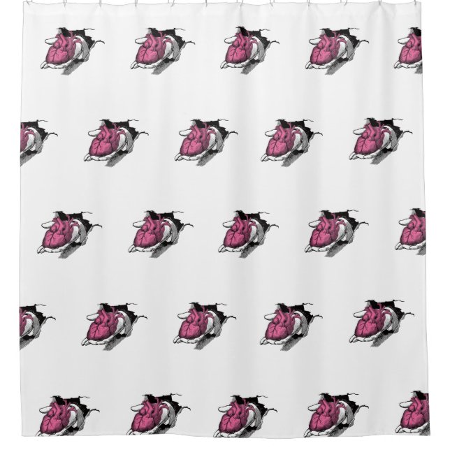 Vintage Heart On Hand Through Crack Shower Curtain (Front)