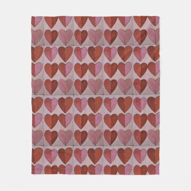 Vintage Heart Pattern Fleece Blanket (Front)