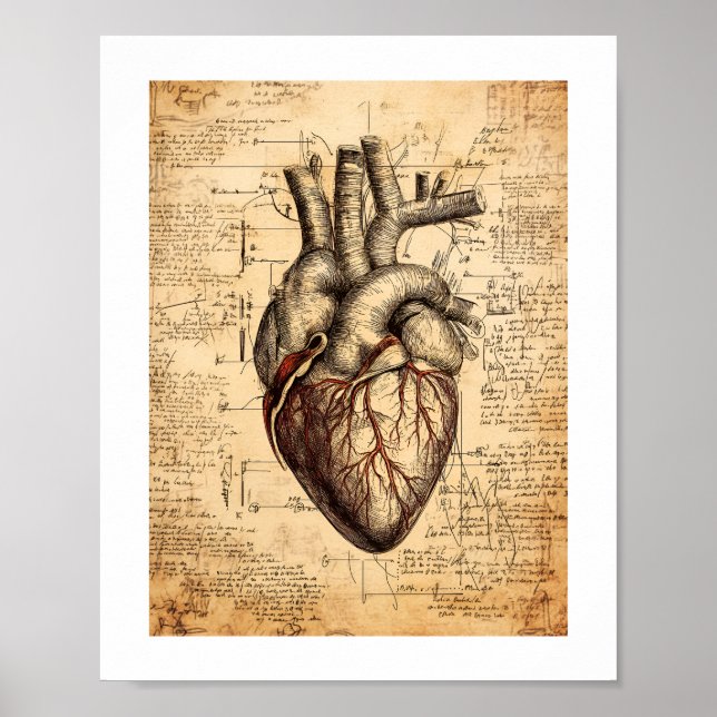 Vintage Heart Print, Value Poster Paper (Matte) (Front)