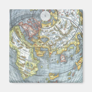 Vintage Heart Shaped Antique World Map Peter Apian Magnet