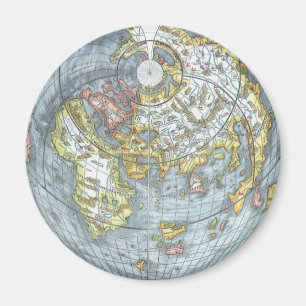 Vintage Heart Shaped Antique World Map Peter Apian Magnet