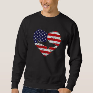 Vintage Heart Shark Animal Retro Us American Flag Sweatshirt