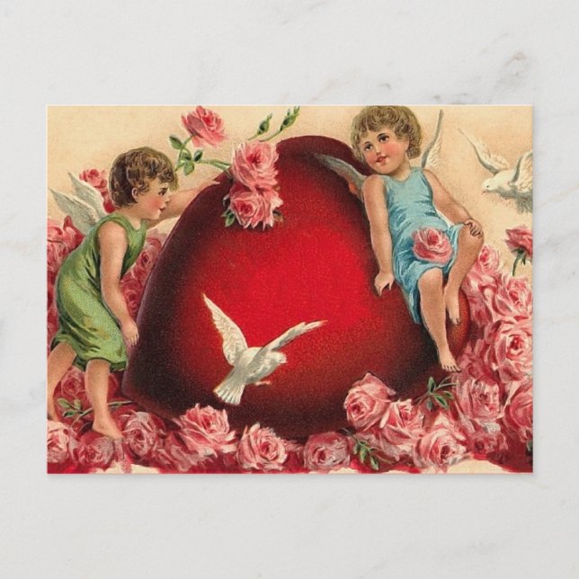 Vintage Heart Valentine Postcard (Front)