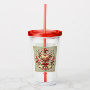 Vintage Heart Valentine's day xoxo  Acrylic Tumbler
