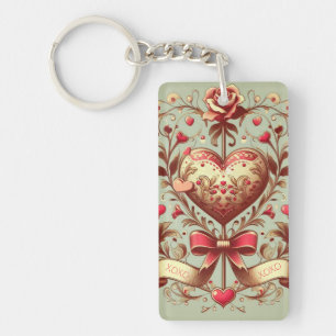 Vintage Heart Valentine's day xoxo  Key Ring