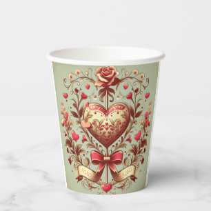 Vintage Heart Valentine's day xoxo  Paper Cups